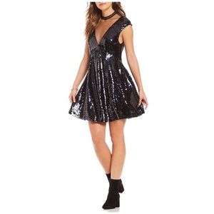 Free people black sequin formal dress